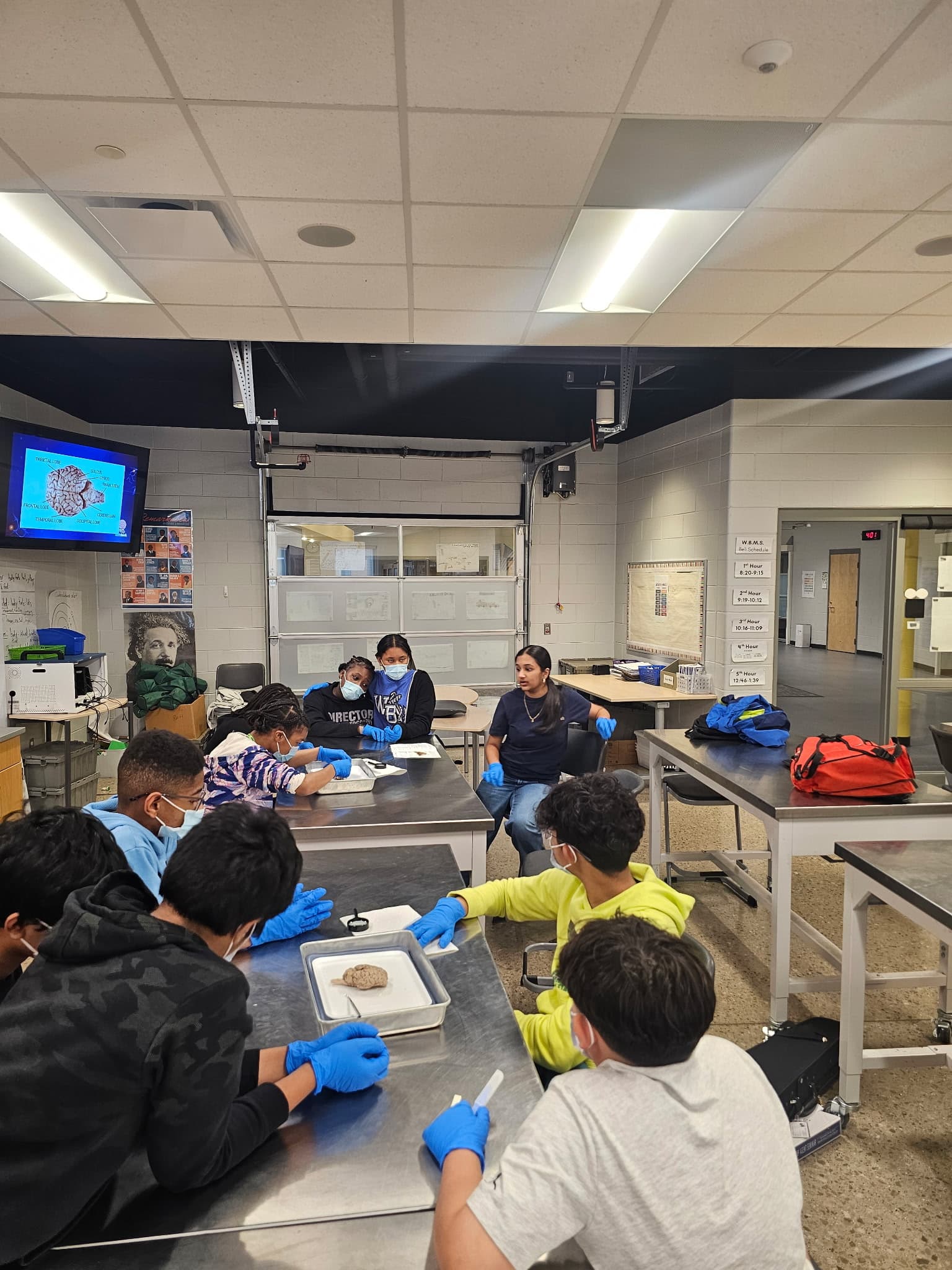 Wide shot of BrainReach workshop in science lab